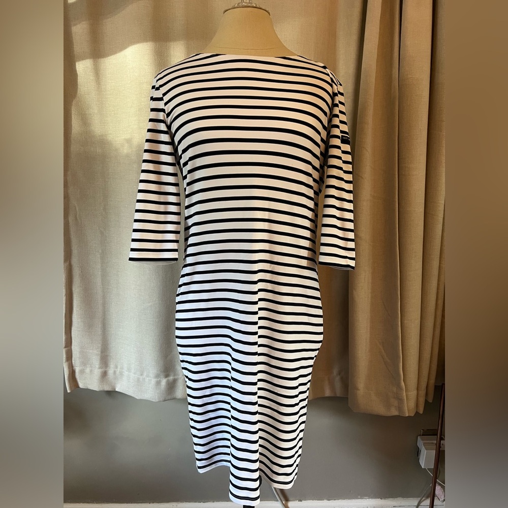 Saint James PROPRIANO
Form-Fitting Nautical Stripe Dress Anti-UV Stretch Fabric